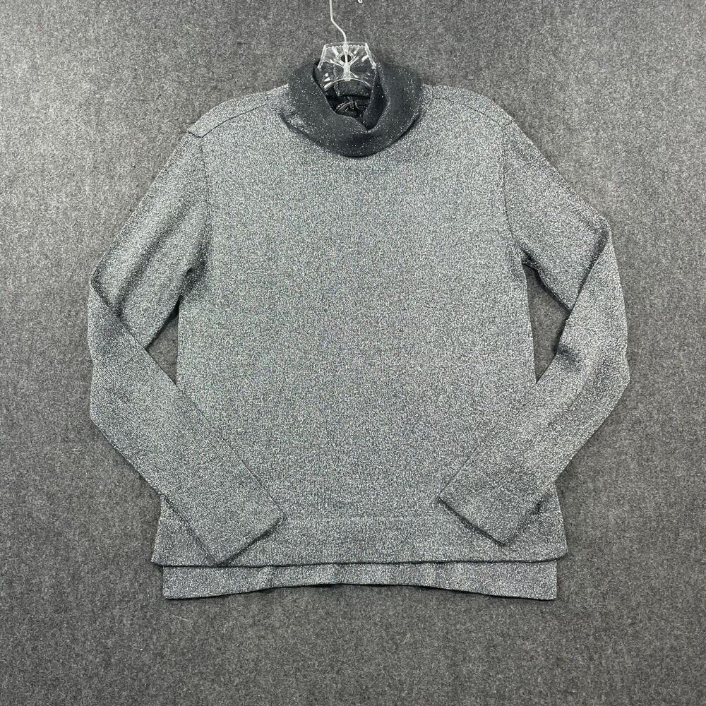 Peruvian Connection Sweater Women’s Small Silver Turtleneck Metallic Pima Cotton
